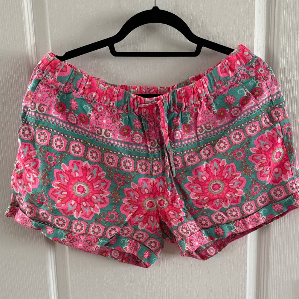 Vineyard Vines Pink and Green Patterned High Waist Shorts